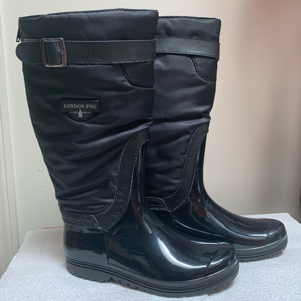 London Fog insulated rain boots w/adj. calf width
